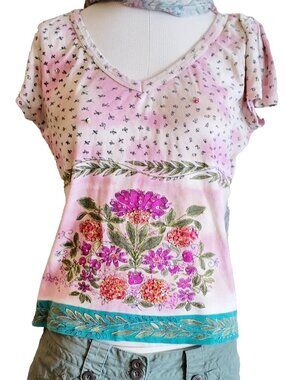 Y2K BOHO floral top size large by bali READ